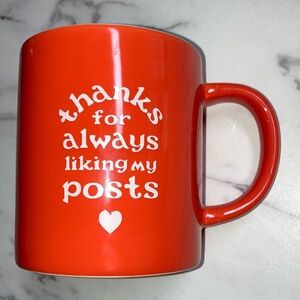 Red Ceramic Mug with Heart Design